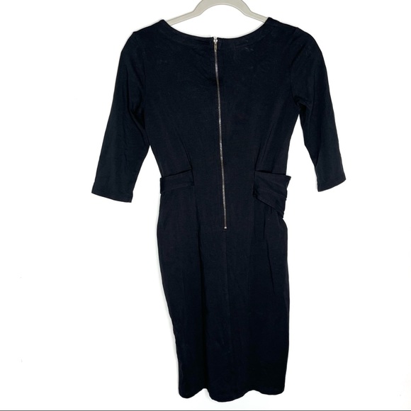 Peruvian Connection Pima Cotton Stretch Sash Black Midi Knee Length Dress Sz XS - Picture 3 of 11